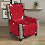 Christmas tree star snow red background Chair Cover Protector