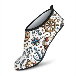 Cute Nautical Steering Wheel Anchor Pattern Aqua Shoes