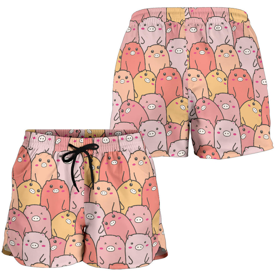 Pig Pattern Print Design 04 Women Shorts