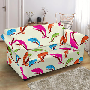 Colorful Chameleon Lizard Pattern Loveseat Couch Slipcover