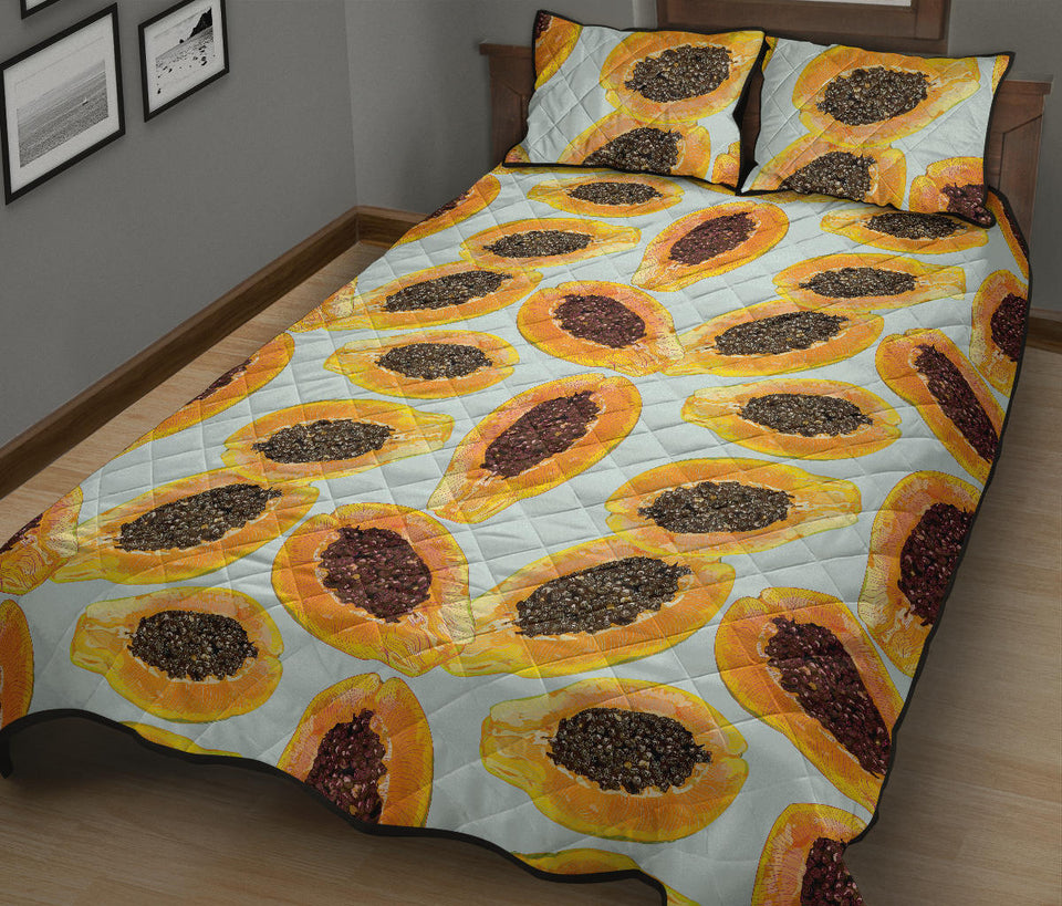 Watercolor papaya pattern Quilt Bed Set
