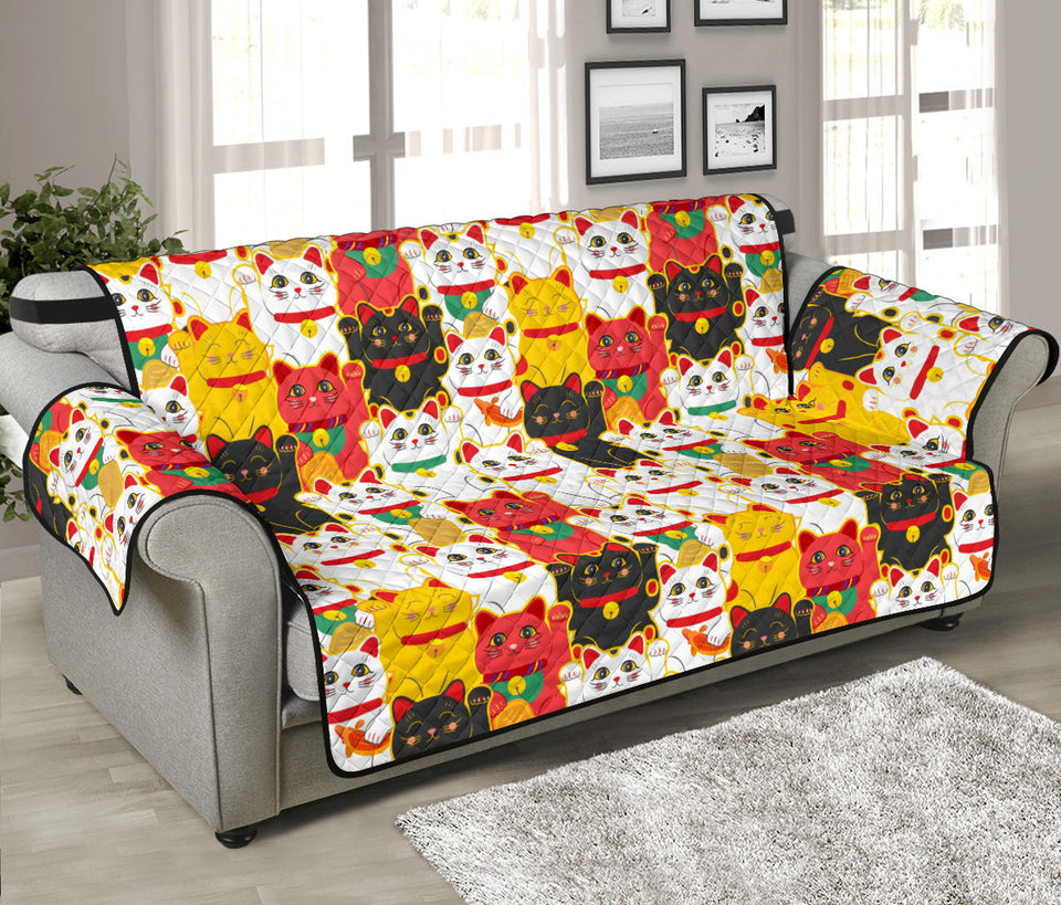 Colorful Maneki Neko Lucky Cat pattern Sofa Cover Protector