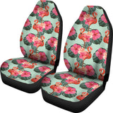 Beautiful Flamingo Tropical Palm Leaves Hibiscus Pateern Background Universal Fit Car Seat Covers