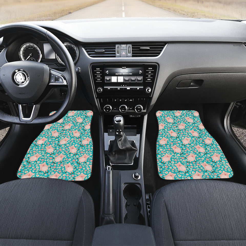 Pig Pattern Print Design 01 Front and Back Car Mats