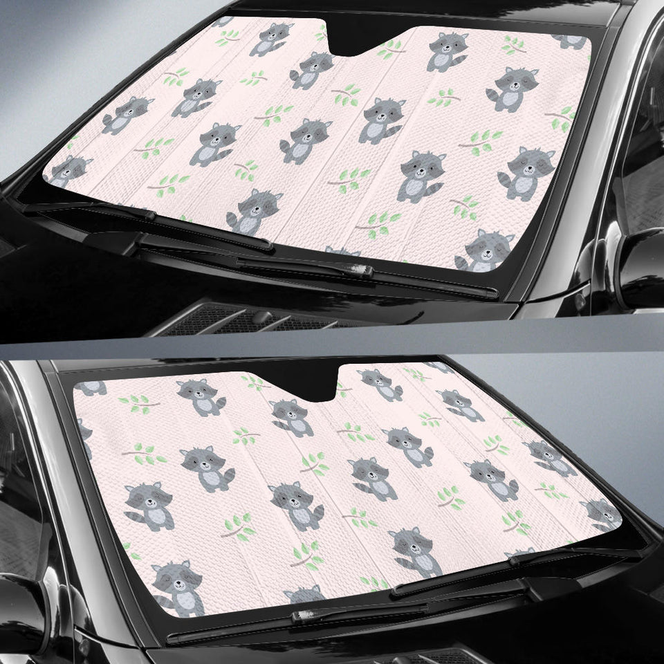 Cute Raccoons Leaves Pattern Car Sun Shade