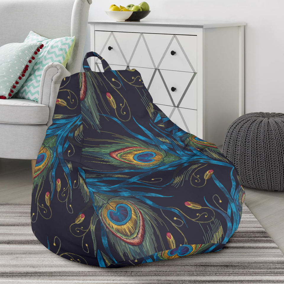 Beautiful Peacock Feather Pattern Bean Bag Cover