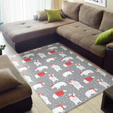 Cute Polar Bear Christmas Snow Pattern Area Rug