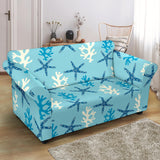 Blue Starfish Coral Reef Pattern Loveseat Couch Slipcover
