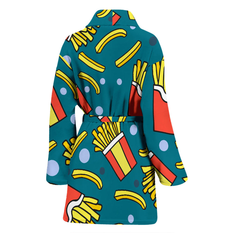 French Fries Red Paper Box Pattern Women'S Bathrobe