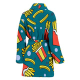 French Fries Red Paper Box Pattern Women'S Bathrobe