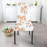 Shiba Inu Dog Pattern Dining Chair Slipcover