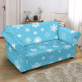 Snowflake Pattern Blue Background Loveseat Couch Slipcover