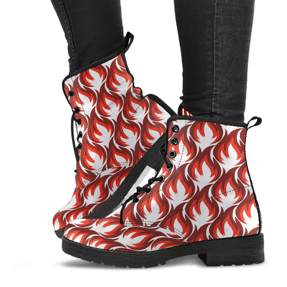 Fire Flame Symbol Design Pattern Leather Boots