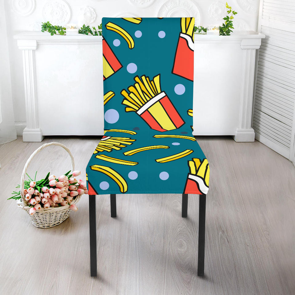 French Fries Red Paper Box Pattern Dining Chair Slipcover