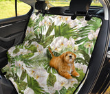 White Orchid Flower Tropical Leaves Pattern Dog Car Seat Covers