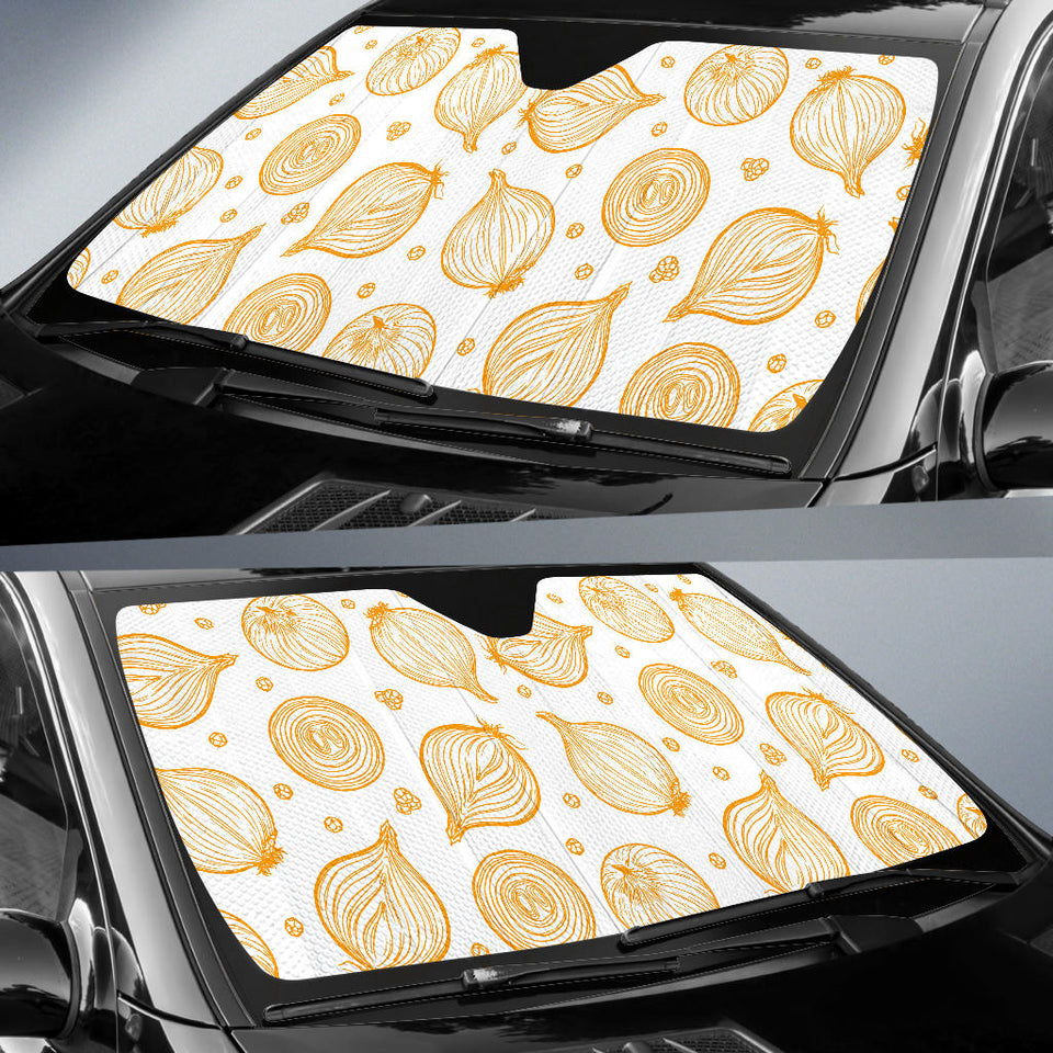 Hand Drawn Onion Pattern Car Sun Shade