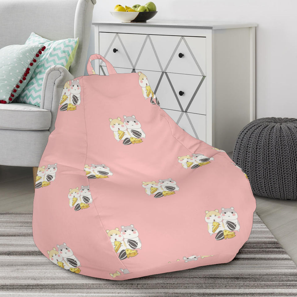 Cute Hamster Cheese Pattern Pink Background Bean Bag Cover