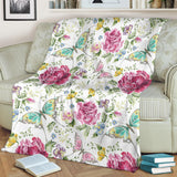 Hand Drawn Butterfly Rose Premium Blanket
