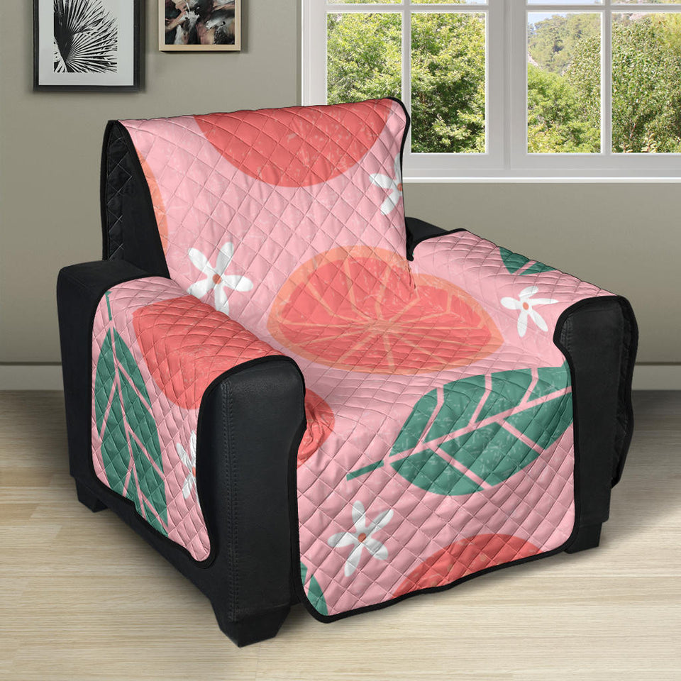 Grapefruit leaves flower pink background Recliner Cover Protector