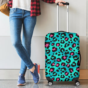 Green Leopard Skin Print Pattern Luggage Covers