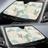Bonsai Bamboo Stork Japanese Pattern Cream Theme Car Sun Shade
