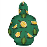 Durian Pattern Green Background Zip Up Hoodie