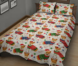 Corgi Christmas Pattern Quilt Bed Set