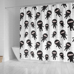 Ninja Pattern Plaid Background Shower Curtain Fulfilled In US