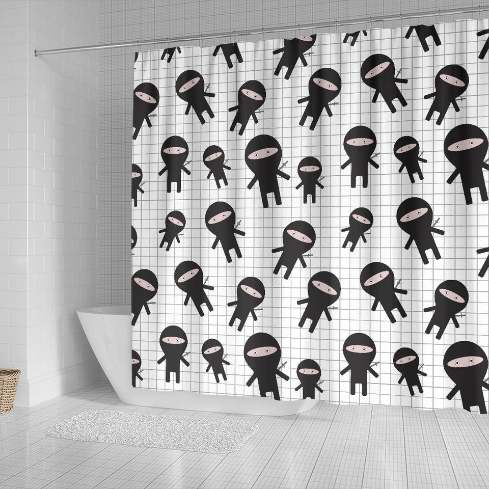 Ninja Pattern Plaid Background Shower Curtain Fulfilled In US