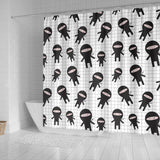 Ninja Pattern Plaid Background Shower Curtain Fulfilled In US