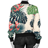 Heliconia Flowers, Palm And Monstera Leaves Women'S Bomber Jacket