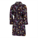 Hummingbird Pattern Print Design 04 Men's Bathrobe