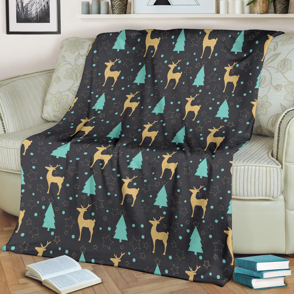 Deers Star Tree Pattern Premium Blanket