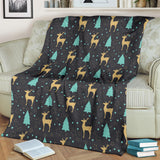 Deers Star Tree Pattern Premium Blanket