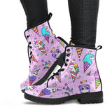 Cute Ice Cream Cone Animal Pattern Leather Boots