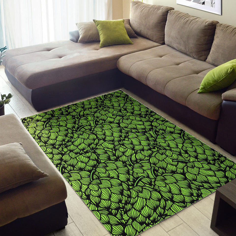 Green Hop Patternn Area Rug