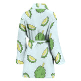 Durian Pattern Blue Background Women'S Bathrobe