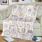 Cute Sushi Icon Pattern Premium Blanket