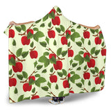 Red Apples Leaves Pattern Hooded Blanket