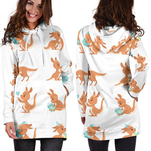 Cute Kangaroo Pattern Women'S Hoodie Dress