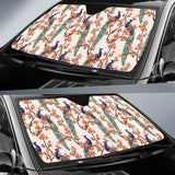 Peacock Tropical Flower Pattern Car Sun Shade