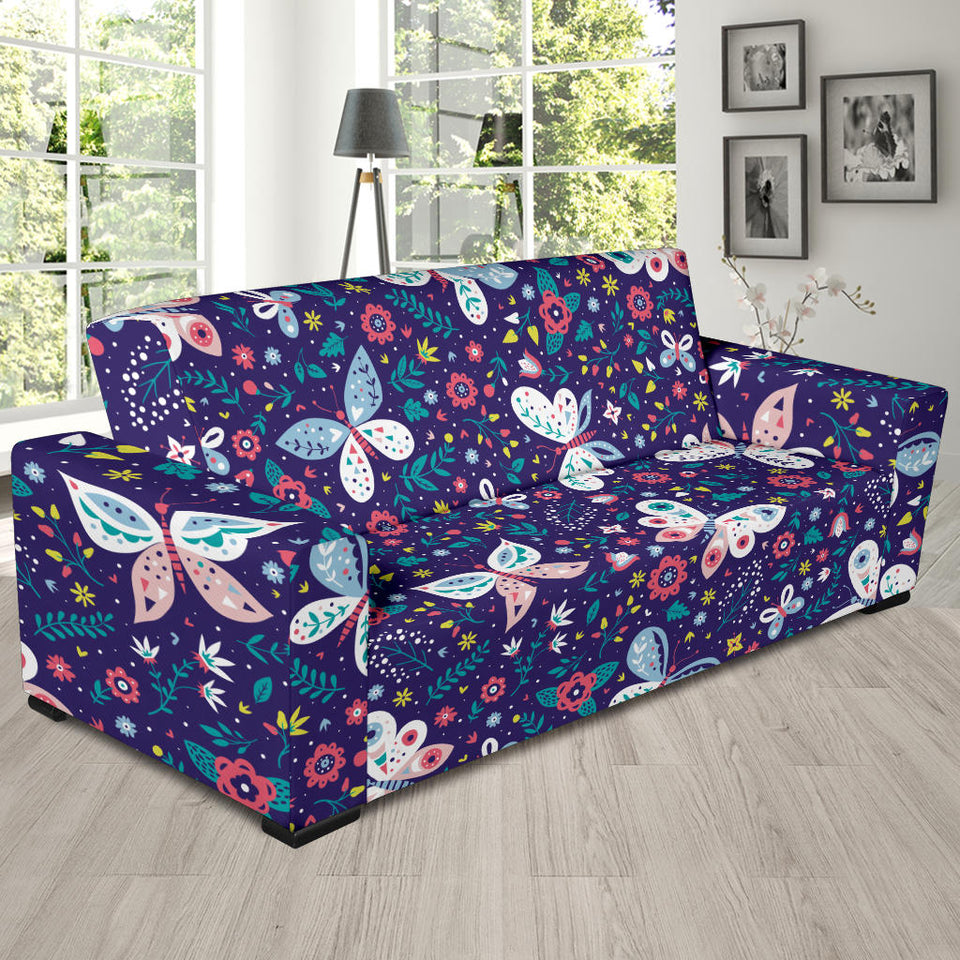 Colorful Butterfly Flower Pattern.Eps Sofa Slipcover