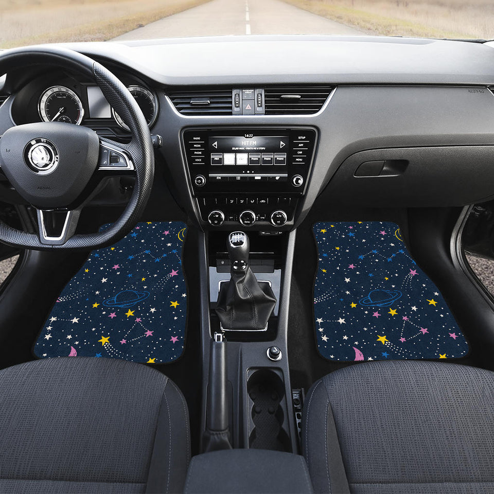 Space Pattern With Planets, Comets, Constellations And Stars Front And Back Car Mats