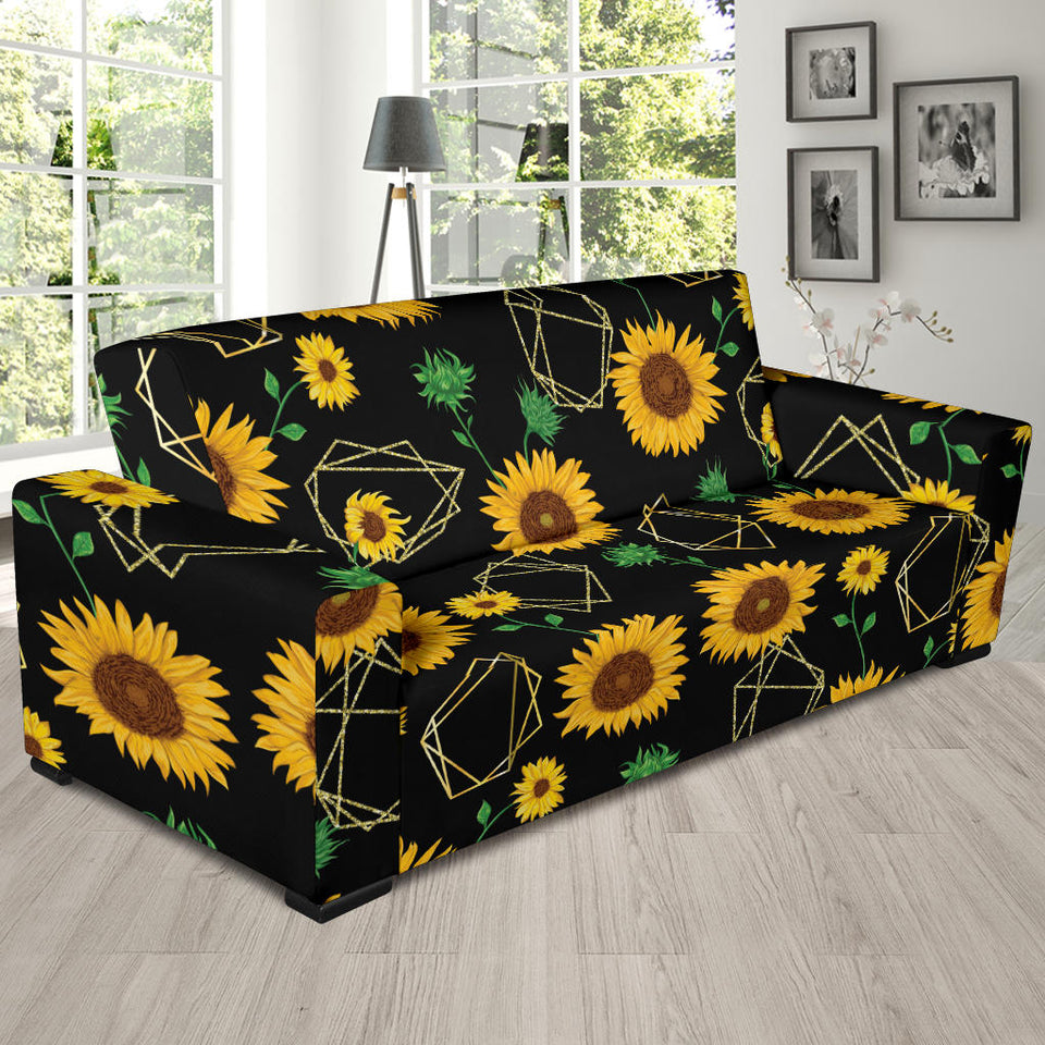 Sunflower Golden Polygonal Shapes Sofa Slipcover