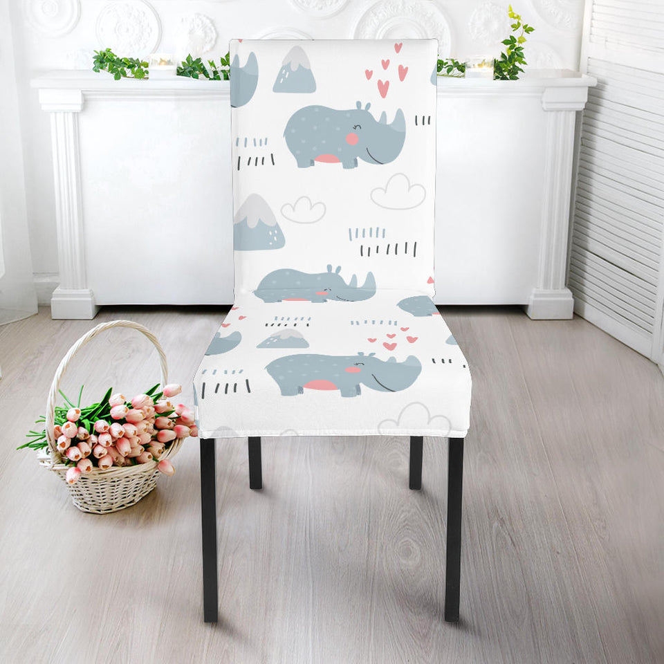 Cute Rhino Heart Pattern Dining Chair Slipcover