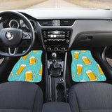 Beer Pattern Green Background Front And Back Car Mats