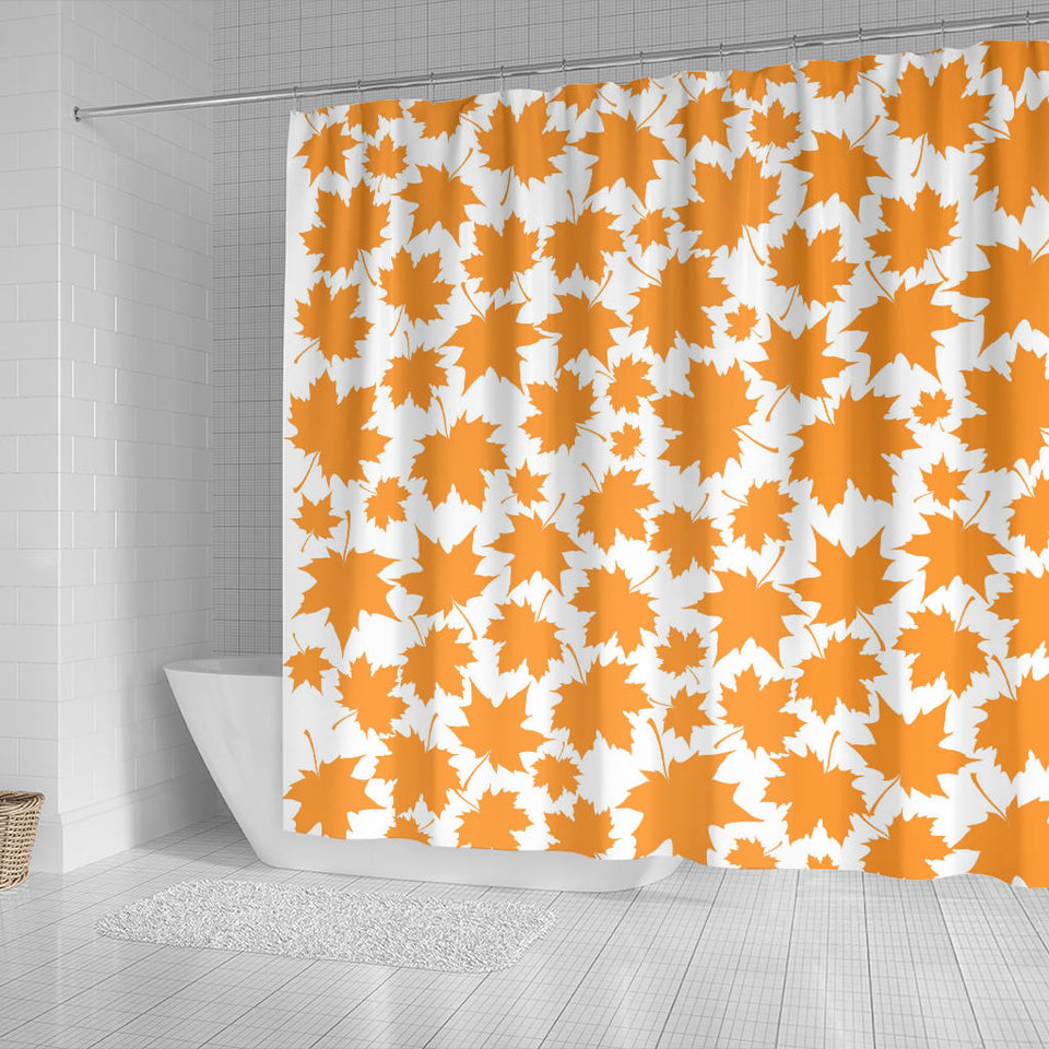 Orange Maple Leaf Pattern Shower Curtain Fulfilled In US