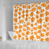 Orange Maple Leaf Pattern Shower Curtain Fulfilled In US