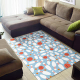 Bowling Ball Bowling Pins Blue Blackground Area Rug