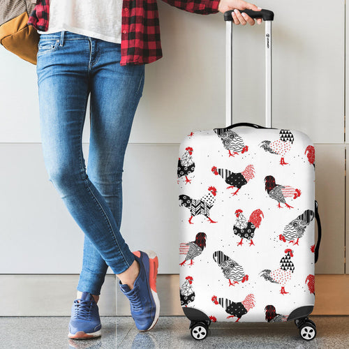 Cool Rooster Chicken Cock Floral Ornament Background Cabin Suitcases Luggages